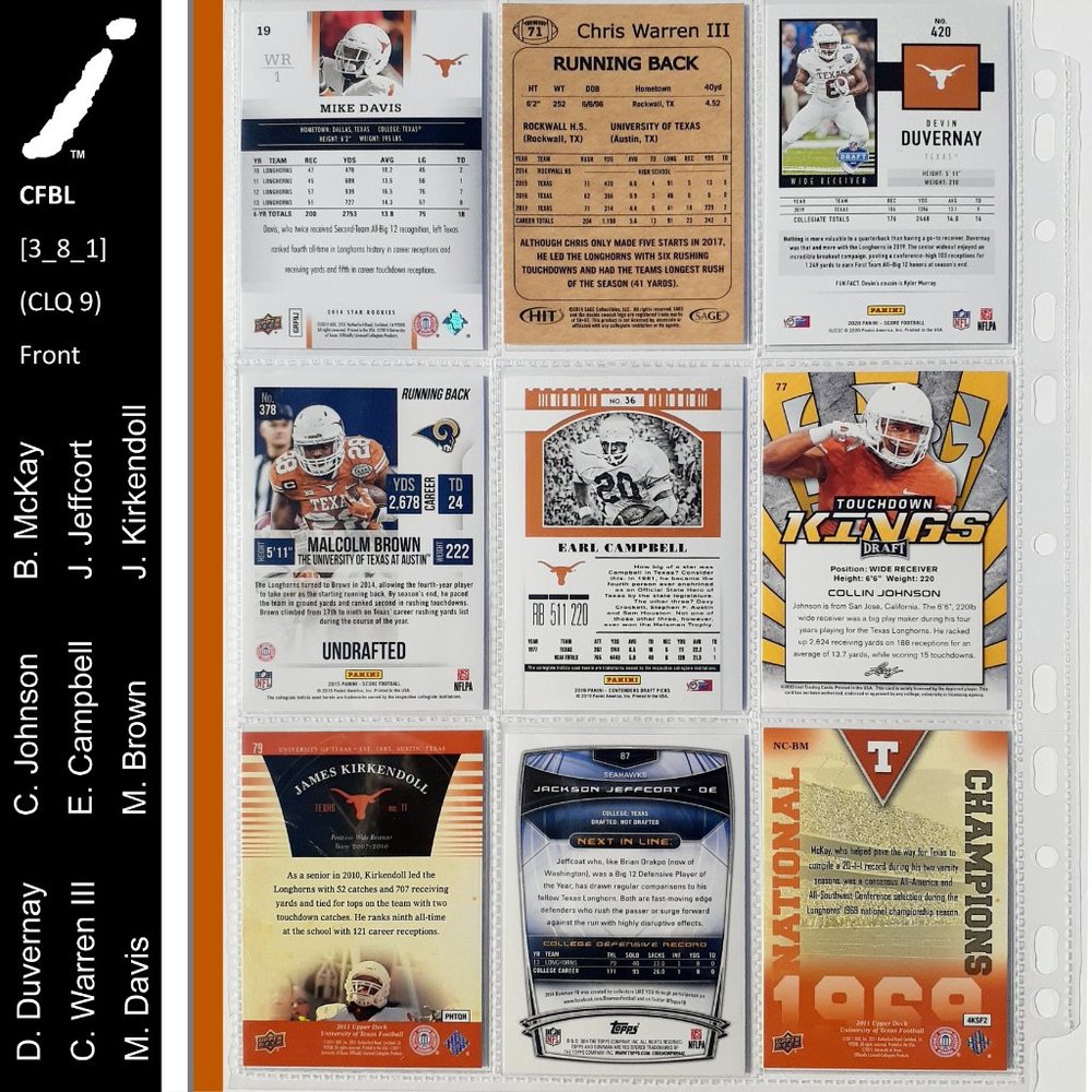 Texas Longhorns 9 Card Lot - CFBL [3_8_1] - Picture 2 of 8